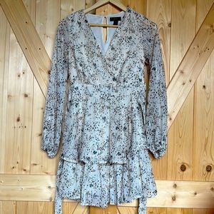 Worn once! Japna XS Tiered Empire Waist Animal Print Long Sleeve Dress